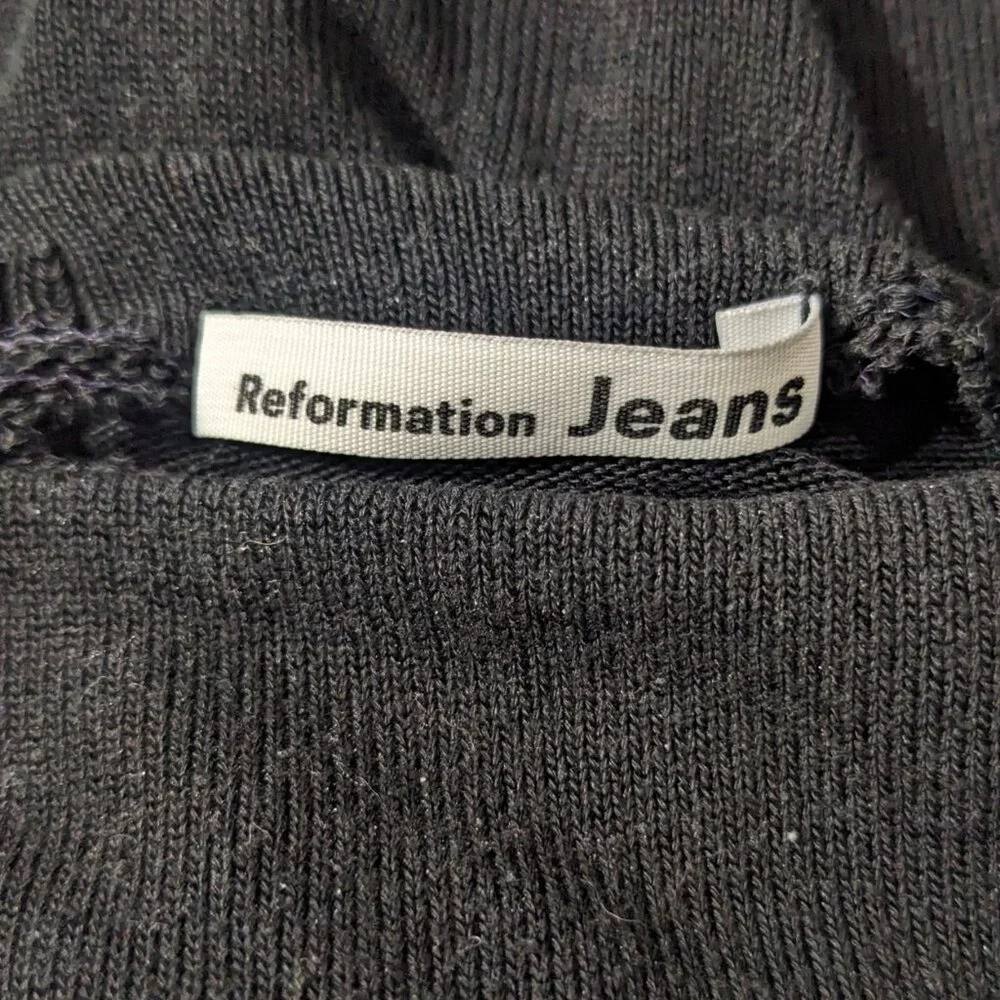 reformation jeans mockneck cropped top knit sweater black size small - Picture 4 of 6